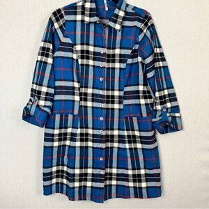 Blue Sky Clothing Larissa Flannel Plaid Tunic Button up Shacket Size L